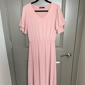 Blush Pink Floor Length Bridesmaid Dress